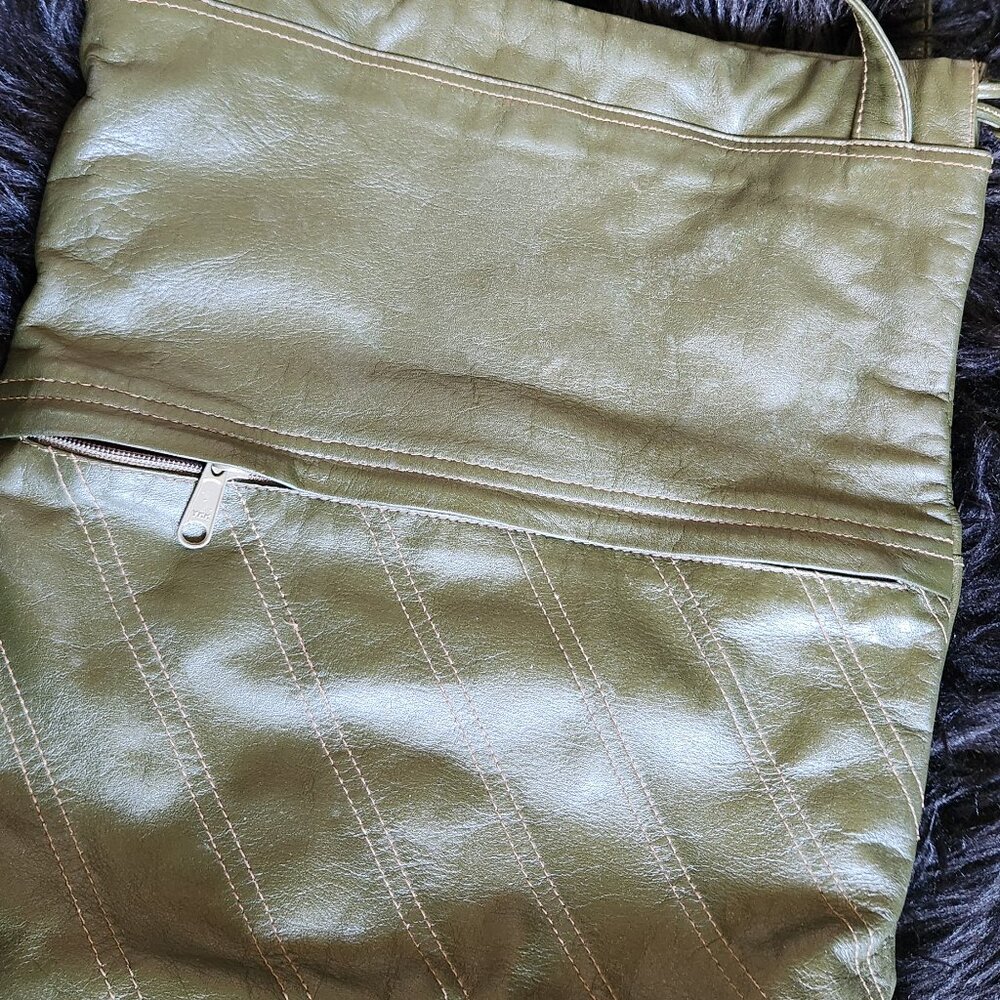 Miriam Lefcourt Olive Green Leather Shoulder Bag Purse